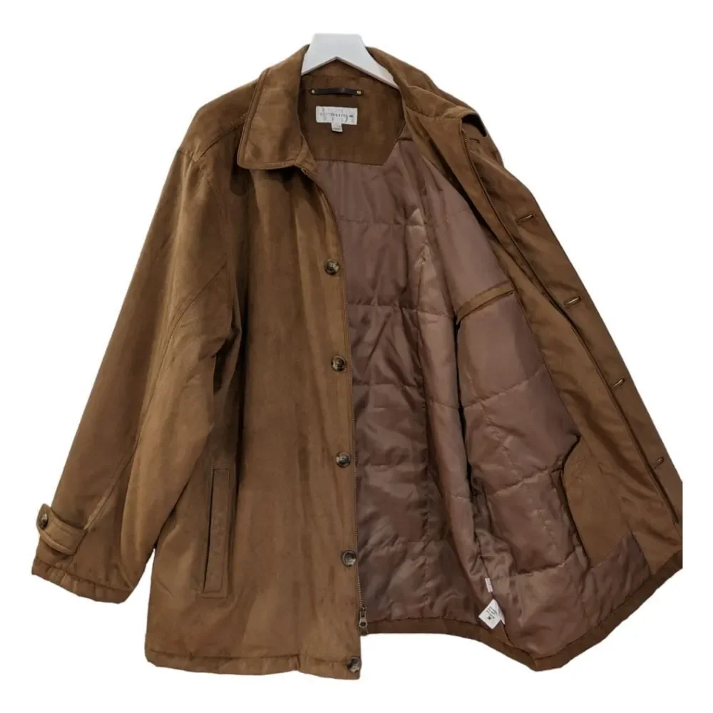 Cutter & Buck Men's Camel Tan Faux Suede Button & Zip Up Jacket Size XXL - Picture 4 of 11